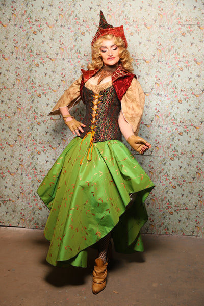 11. Crescent Skirt in Green Golden Leaves - March of the Ides Collection