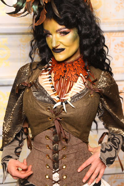 Cropped Marie Bodice in Orc Green Upholstery - "The Onions & Ogres Collection"