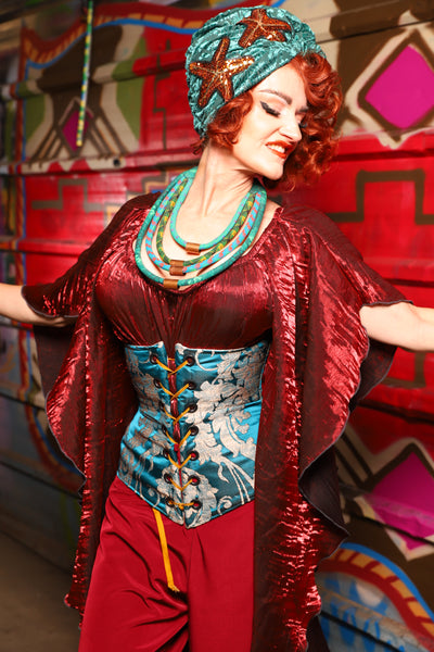 02. Classic Blouse w/waterfall sleeves in Crushed Iridescent Rubies - The Magic Carpet Ride Collection
