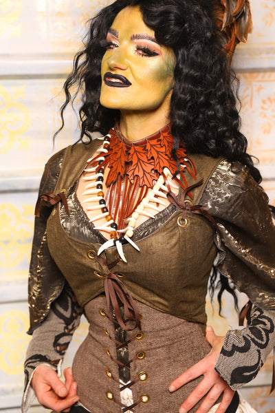 Cropped Marie Bodice in Orc Green Upholstery - "The Onions & Ogres Collection"
