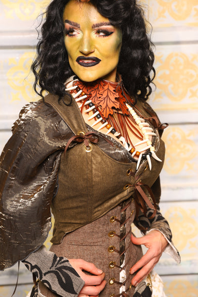 Cropped Marie Bodice in Orc Green Upholstery - "The Onions & Ogres Collection"