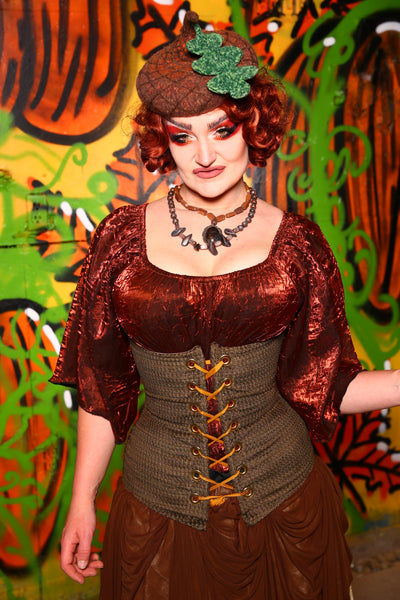 Torian Corset in Antique Moss Upholstery - The Ginger Snapped Collection