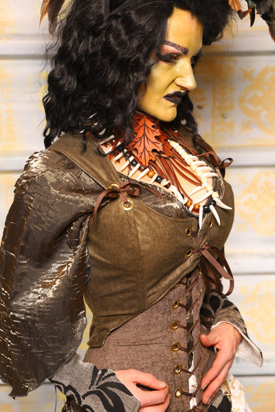 Cropped Marie Bodice in Orc Green Upholstery - "The Onions & Ogres Collection"