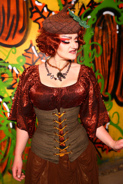 Torian Corset in Antique Moss Upholstery - The Ginger Snapped Collection