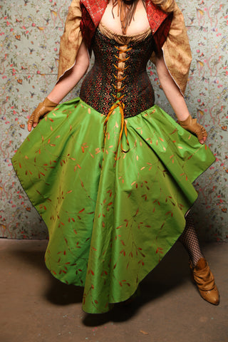 11. Crescent Skirt in Green Golden Leaves - March of the Ides Collection