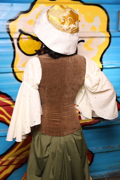 Courtier Overbust Corset in Brown Heather Flapjacks - "Wakey Wakey Eggs & Bakey" Collection