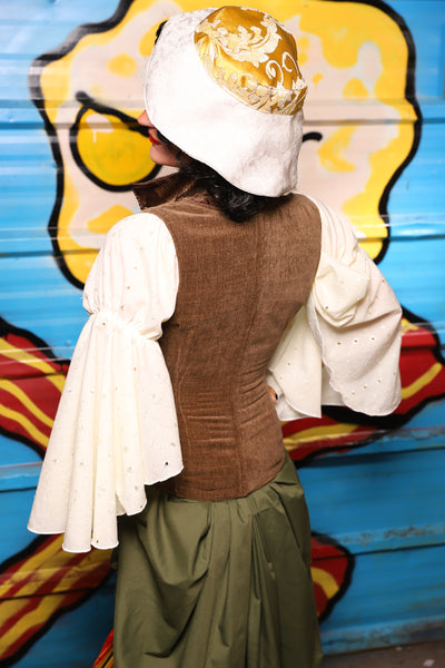 Courtier Overbust Corset in Brown Heather Flapjacks - "Wakey Wakey Eggs & Bakey" Collection