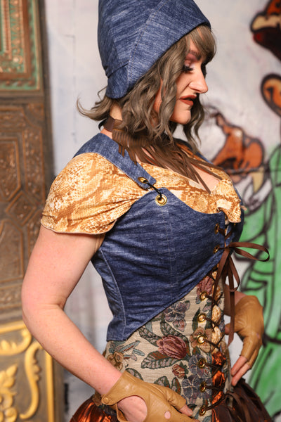 Cropped Marie Bodice in Denim Blues *PLEASE order by BUST Measurement, NOT waist!*  - The Forest Fables Collection