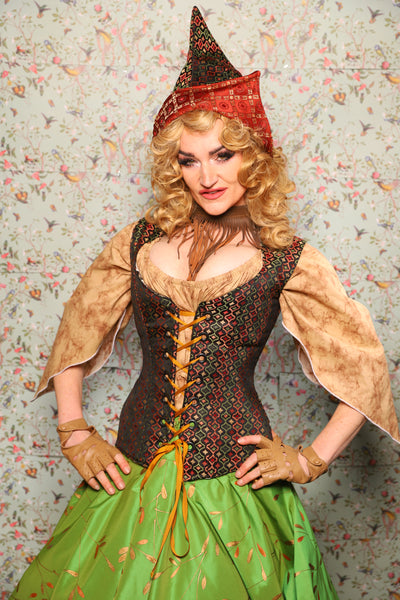 31. Damsel Corset in Troubadour Jacquard - March of the Ides Collection