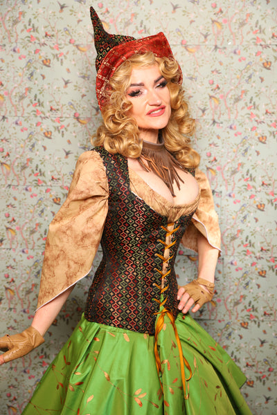 31. Damsel Corset in Troubadour Jacquard - March of the Ides Collection