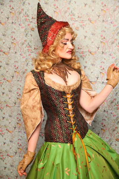 31. Damsel Corset in Troubadour Jacquard - March of the Ides Collection