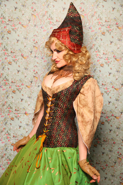 31. Damsel Corset in Troubadour Jacquard - March of the Ides Collection