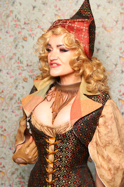 20. Cropped Vest with Pointed Collar in Troubadour Jacquard - March of the Ides Collection