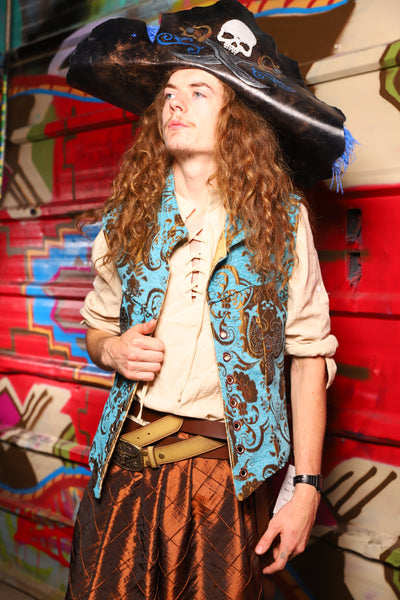 20. Flynn Vest in Turquoise & Bronze Medallion - The Minerally Mine Collection
