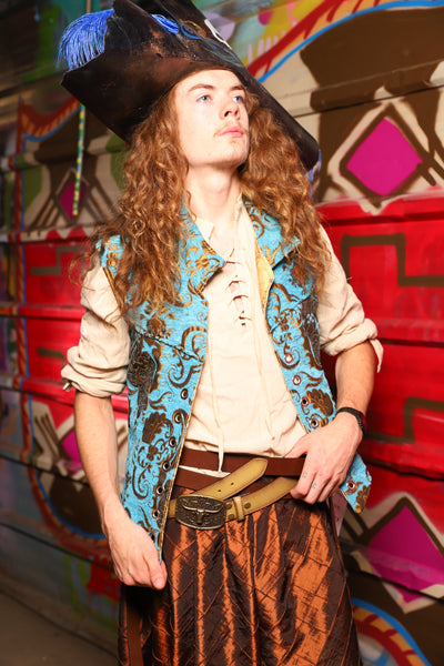 20. Flynn Vest in Turquoise & Bronze Medallion - The Minerally Mine Collection