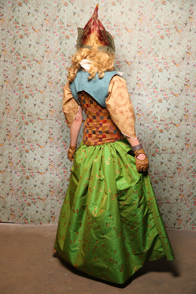 48. Swagger Skirt with Front Bustle in Green Golden Leaves - March of the Ides Collection