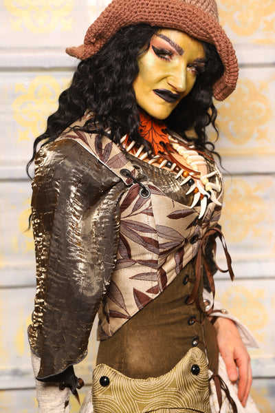 Cropped Marie Bodice in Leafy Leaf - "The Onions & Ogres Collection"