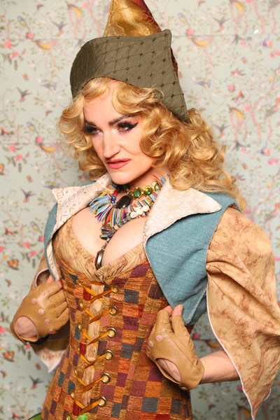 19. Cropped Vest with Pointed Collar in Sky Blue Upholstery - March of the Ides Collection