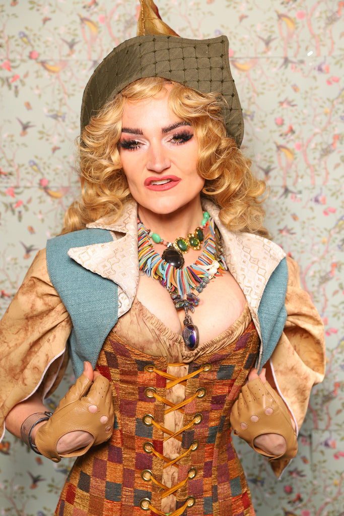 19. Cropped Vest with Pointed Collar in Sky Blue Upholstery - March of the Ides Collection