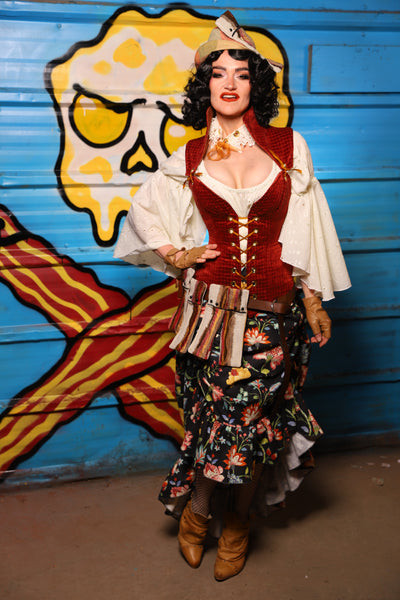 Swoon Skirt w/ruffle in Midnight Conservatory - "Wakey Wakey Eggs & Bakey" Collection