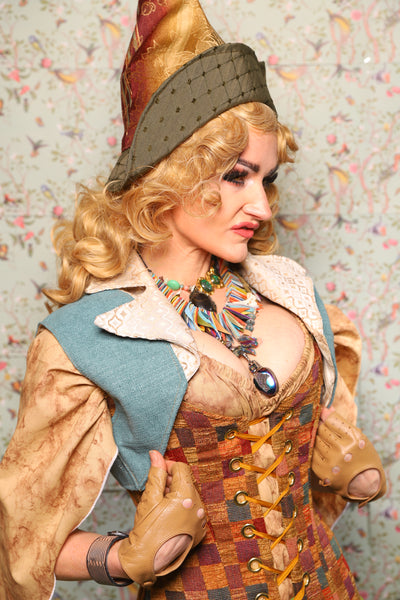 19. Cropped Vest with Pointed Collar in Sky Blue Upholstery - March of the Ides Collection