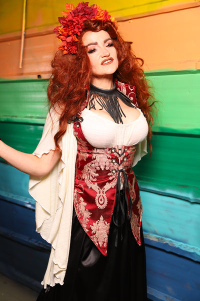Artemis Underbust Corset in Cranberry Damask- FriYAY Restock