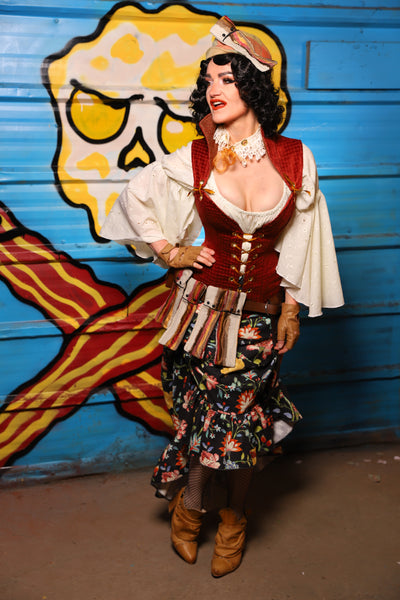 Swoon Skirt w/ruffle in Midnight Conservatory - "Wakey Wakey Eggs & Bakey" Collection