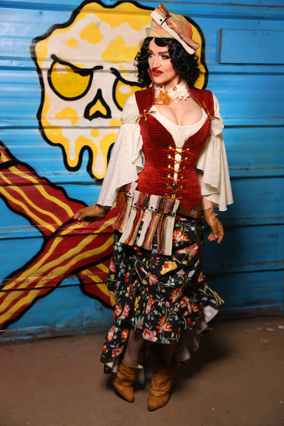 Swoon Skirt w/ruffle in Midnight Conservatory - "Wakey Wakey Eggs & Bakey" Collection
