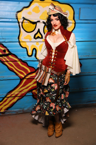 Swoon Skirt w/ruffle in Midnight Conservatory - "Wakey Wakey Eggs & Bakey" Collection