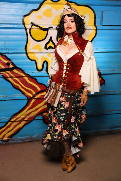 Swoon Skirt w/ruffle in Midnight Conservatory - "Wakey Wakey Eggs & Bakey" Collection