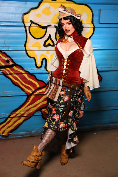 Swoon Skirt w/ruffle in Midnight Conservatory - "Wakey Wakey Eggs & Bakey" Collection
