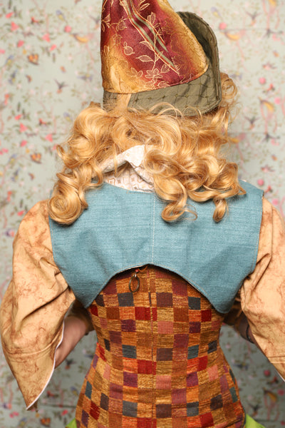 19. Cropped Vest with Pointed Collar in Sky Blue Upholstery - March of the Ides Collection