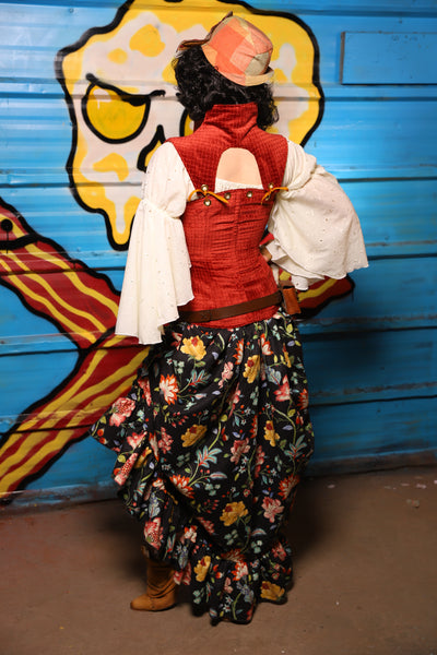 Swoon Skirt w/ruffle in Midnight Conservatory - "Wakey Wakey Eggs & Bakey" Collection