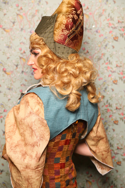 19. Cropped Vest with Pointed Collar in Sky Blue Upholstery - March of the Ides Collection