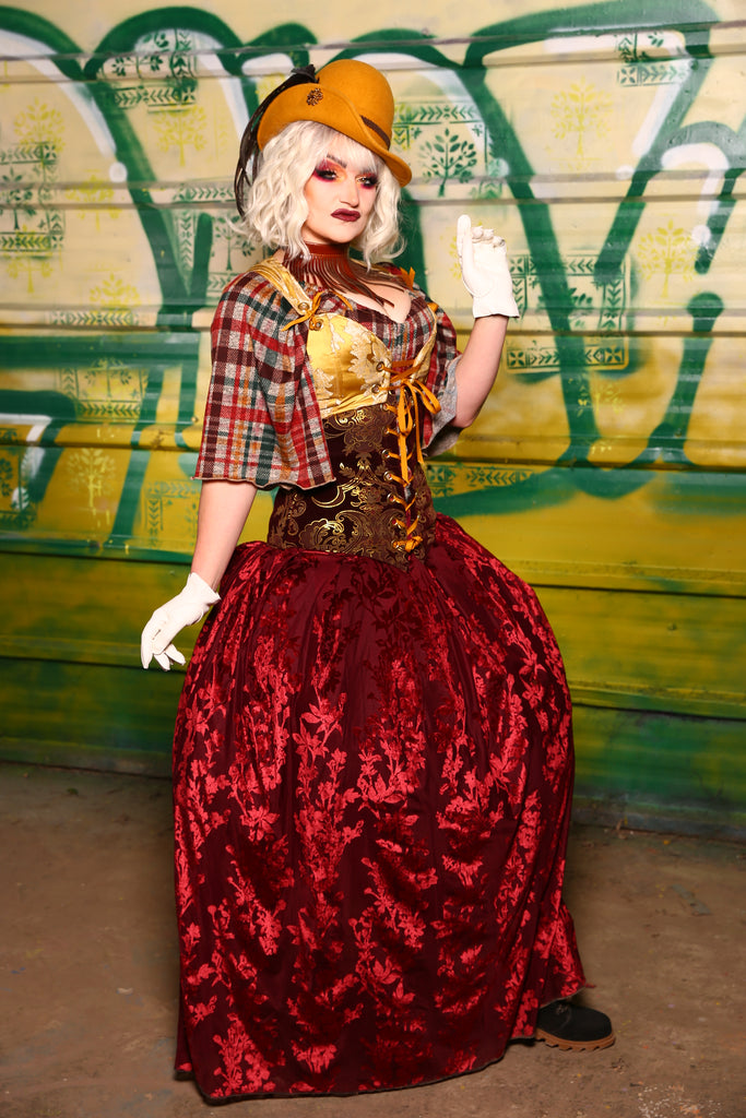 Tulip Skirt in Rouge Burnout Velvet - The Tartan and Tinsel