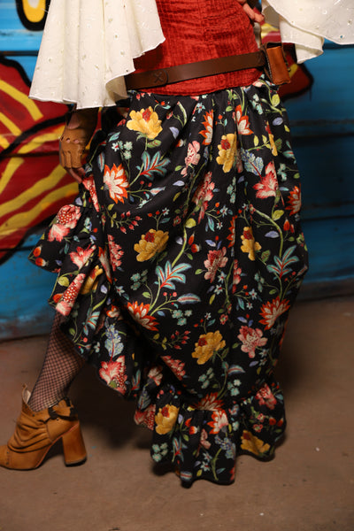 Swoon Skirt w/ruffle in Midnight Conservatory - "Wakey Wakey Eggs & Bakey" Collection