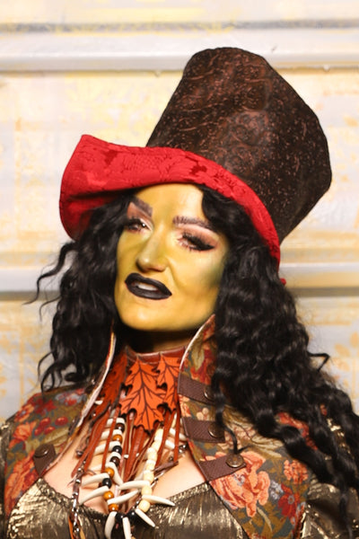 Regency Top Hat in Embossed Vine Faux Leather - "The Onions & Ogres Collection"