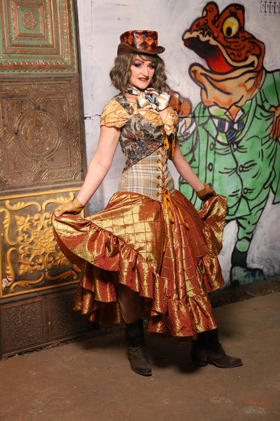 Crescent Skirt w/ Ruffle in Sunrise Pintuck  - The Forest Fables Collection