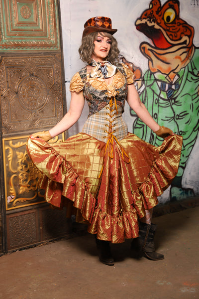 Crescent Skirt w/ Ruffle in Sunrise Pintuck  - The Forest Fables Collection