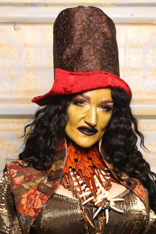 Regency Top Hat in Embossed Vine Faux Leather - "The Onions & Ogres Collection"