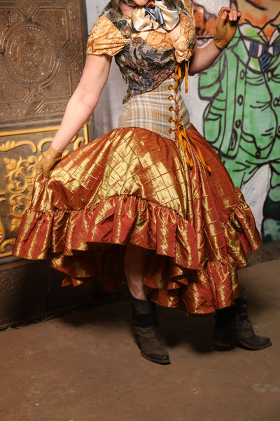 Crescent Skirt w/ Ruffle in Sunrise Pintuck  - The Forest Fables Collection