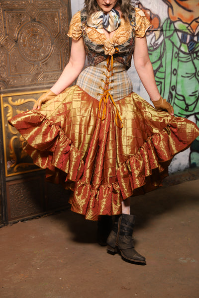 Crescent Skirt w/ Ruffle in Sunrise Pintuck  - The Forest Fables Collection