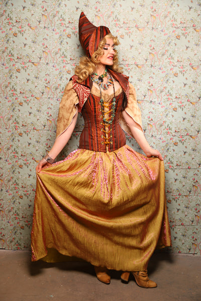 48. Tulip Skirt in Two Tone Grapefruit Shimmer - March of the Ides Collection