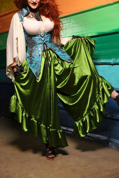 Flutterfall Trousers in Grass Stretch Satin - FriYAY Restock!