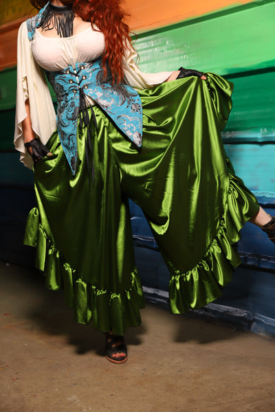 Flutterfall Trousers in Grass Stretch Satin - FriYAY Restock!