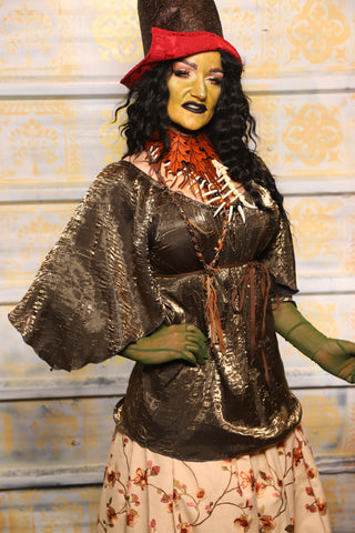 Classic Blouse w/Leaf Sleeves in Ogre Crushed Iridescent Shimmer -"The Onions & Ogres Collection"