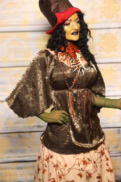 Classic Blouse w/Leaf Sleeves in Ogre Crushed Iridescent Shimmer -"The Onions & Ogres Collection"