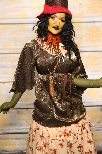 Classic Blouse w/Leaf Sleeves in Ogre Crushed Iridescent Shimmer -"The Onions & Ogres Collection"