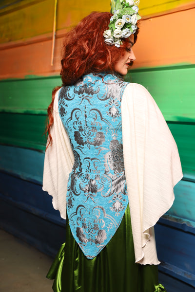 Artemis Underbust Corset in Turquoise & Silver Medallion - FriYAY Restock