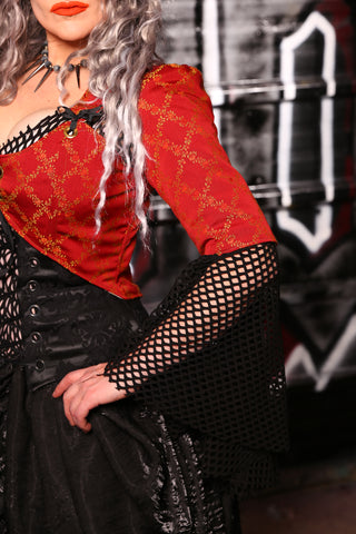 Detachable Elbow Sleeves in Red Rose Trellis - "13 Days of Halloween 2024" Day 2